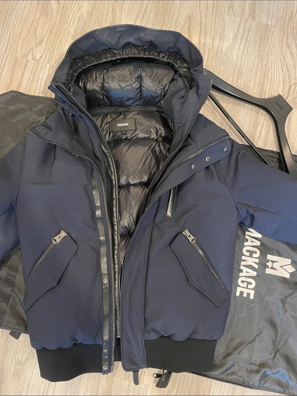 Mackage Men's Dark Navy Quilted Hooded Puffer Jacket